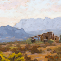 Sunrise in the Ghost Town 9x12in (sold)