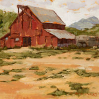 Fetcher Barn in Regal Red 8x10in (sold)